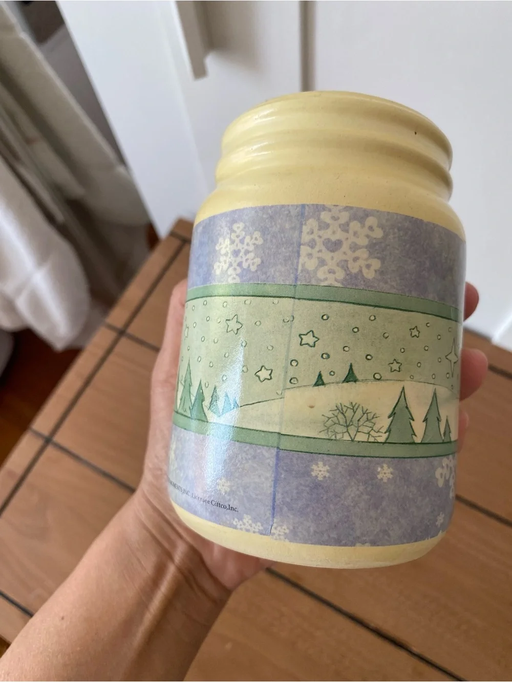 Vintage Precious Moments Christmas Ceramic Utensil Holder Crock 2001